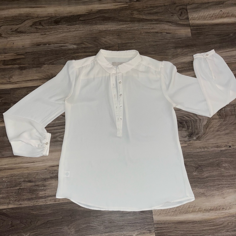 Semi sheer long sleeve button blouse